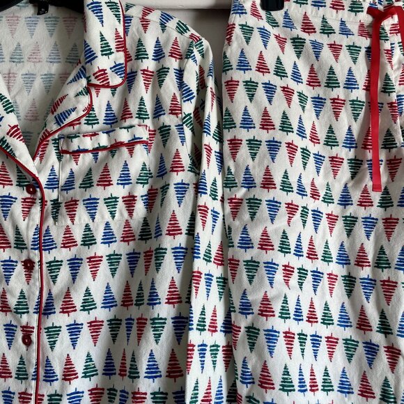 NWOT Talbots Festive Tree Long Sleeve Cotton Flannel Pajama Set Size XS Holiday - Picture 4 of 16